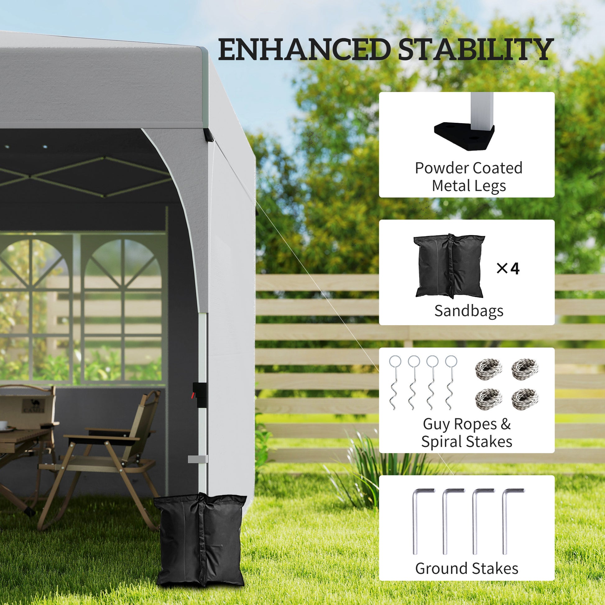 9.6 x 9.6 ft Pop Up Canopy Tent with 3 Sidewalls - Light Grey-DECOROLALA