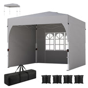 9.6 x 9.6 ft Pop Up Canopy Tent with 3 Sidewalls - Light Grey-DECOROLALA