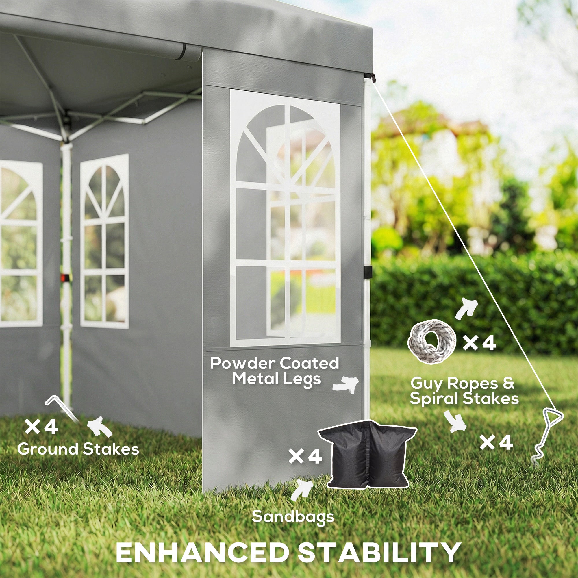 9.6 x 9.6 ft Pop Up Canopy Tent with 4 Sidewalls - Light Grey-DECOROLALA