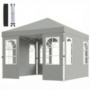9.6 x 9.6 ft Pop Up Canopy Tent with 4 Sidewalls - Light Grey-DECOROLALA