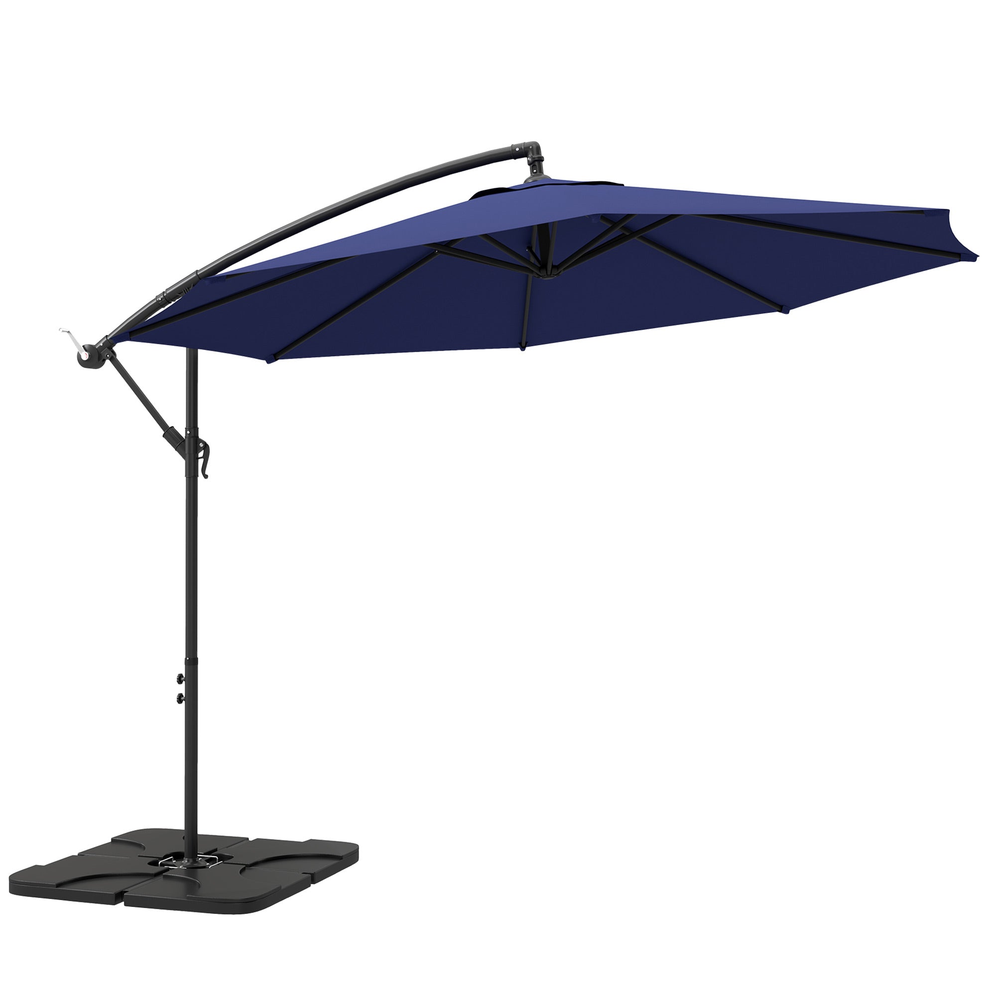 9.6ft Offset Patio Umbrella - Navy Blue Cantilever-DECOROLALA