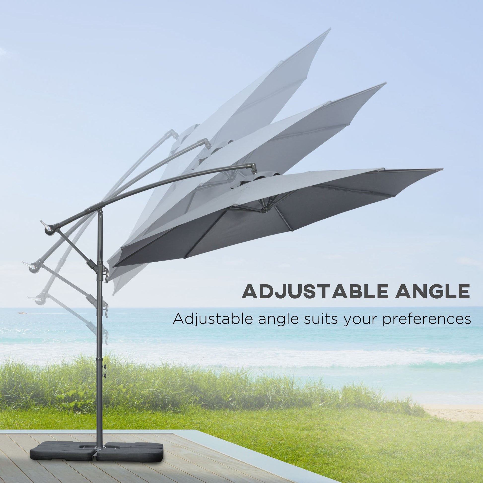 9.6ft Patio Umbrella - Dark Grey, Crank Base, UV Resistant Polyester-DECOROLALA