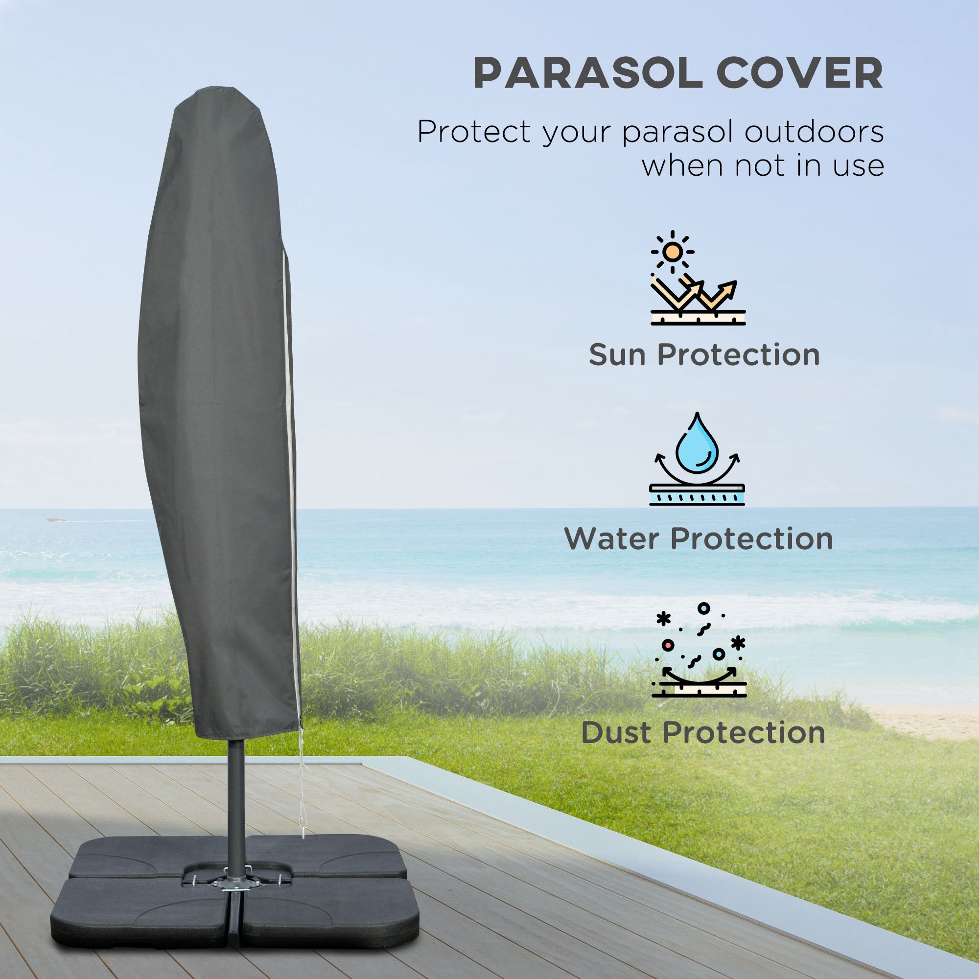 9.6ft Patio Umbrella - Dark Grey, Crank Base, UV Resistant Polyester-DECOROLALA