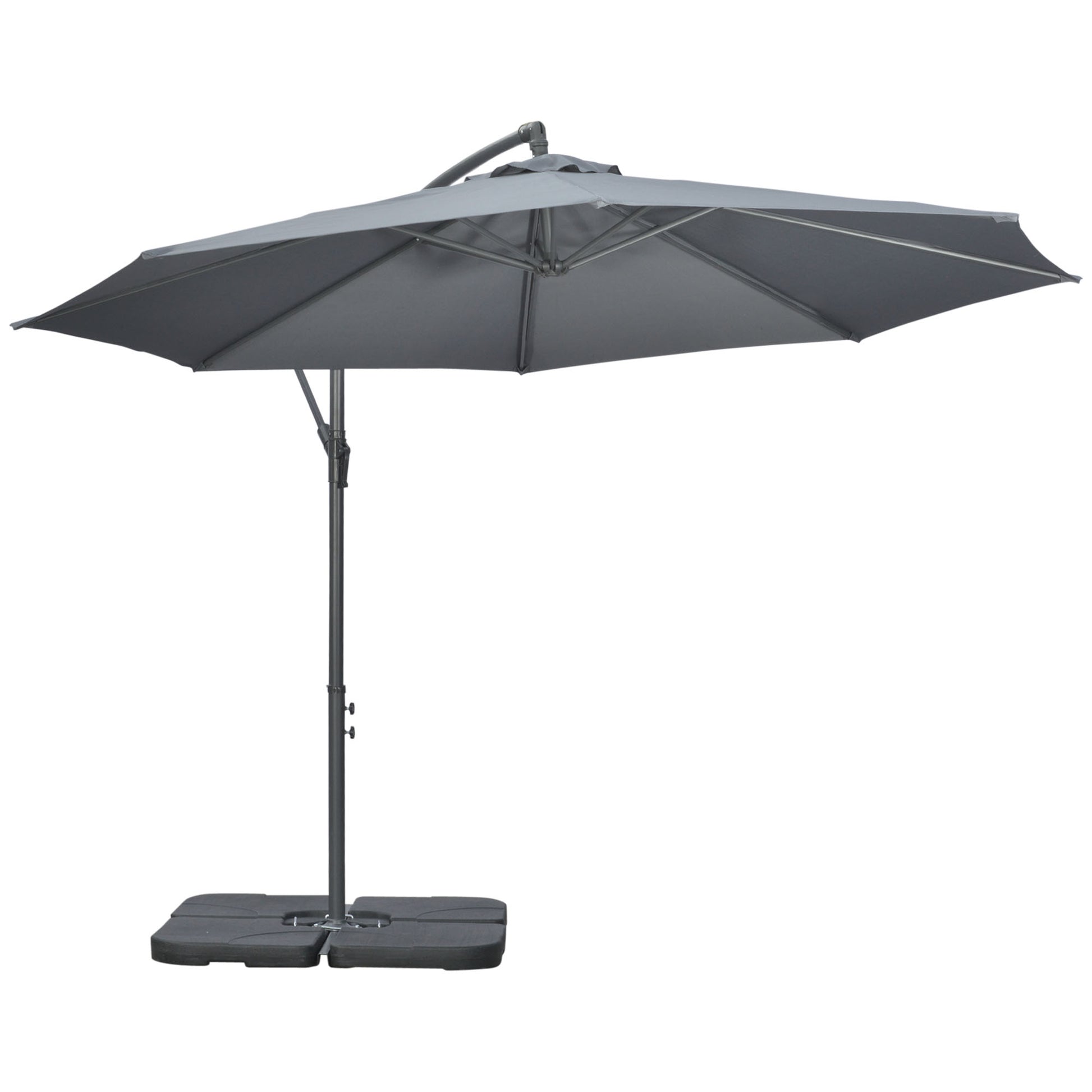 9.6ft Patio Umbrella - Dark Grey, Crank Base, UV Resistant Polyester-DECOROLALA