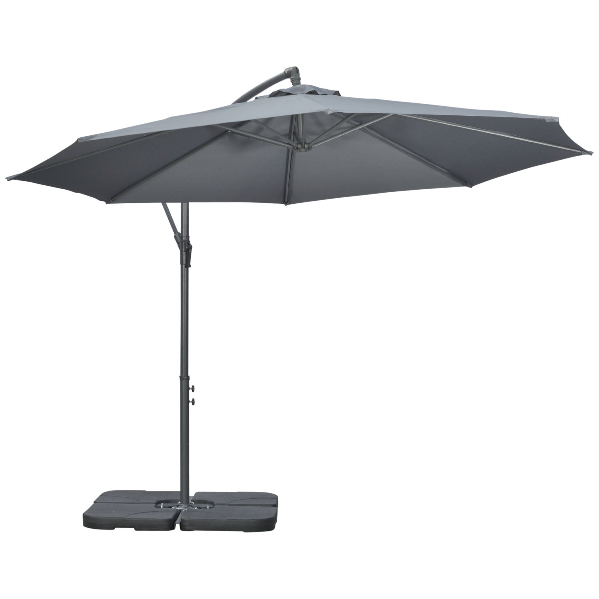 9.6ft Patio Umbrella - Dark Grey, Crank Base, UV Resistant Polyester-DECOROLALA