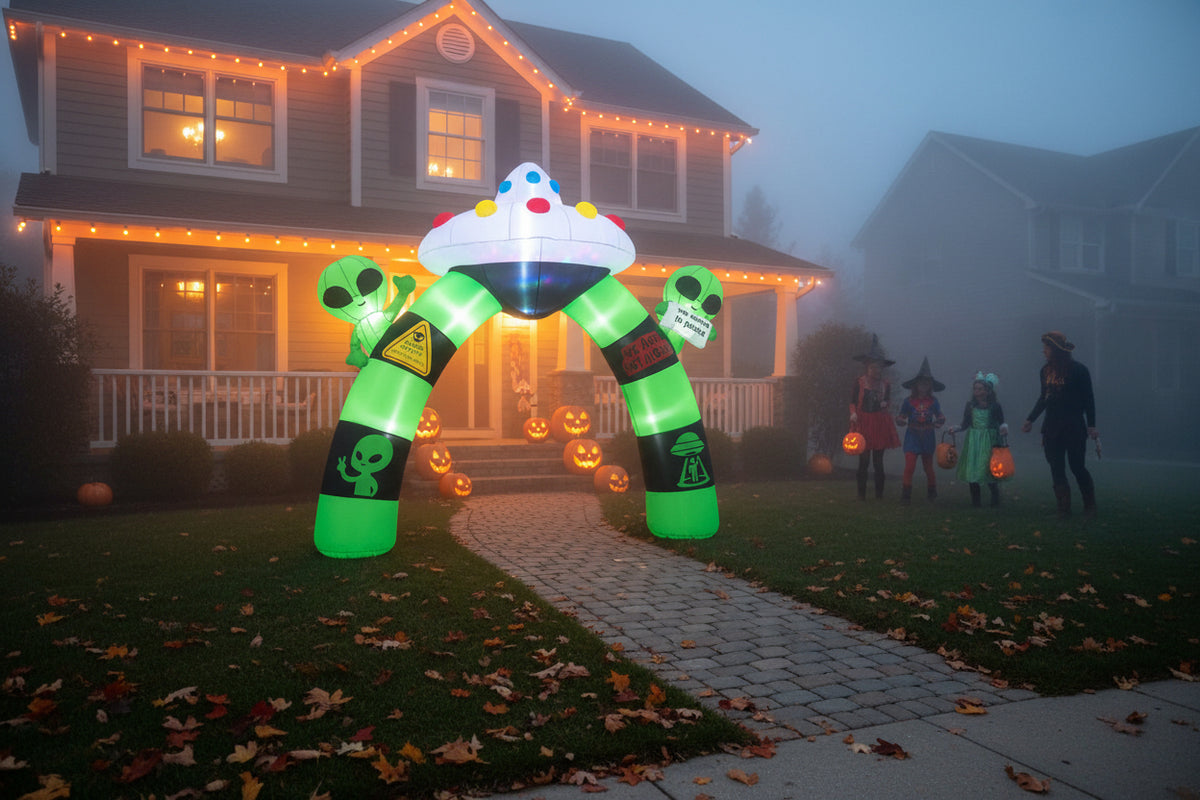 9.8 FT Alien Halloween Inflatable Archway with Lights-Halloween-DECOROLALA