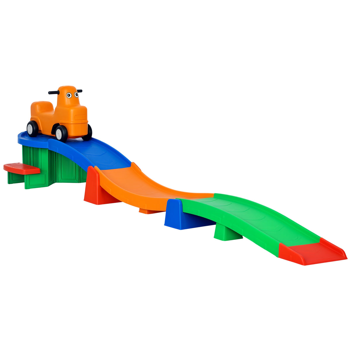 9.8 ft Up and Down Roller Coaster for Kids, Thrill 4 Pieces Toddler Roller Coaster Ride on Toy with Side Steps, Sliding Car with Handles, for 2-5 Years Old-Toys & Games > Baby & Toddler Toys > Riding & Rocking Toys > Push Cars for Toddlers-DECOROLALA