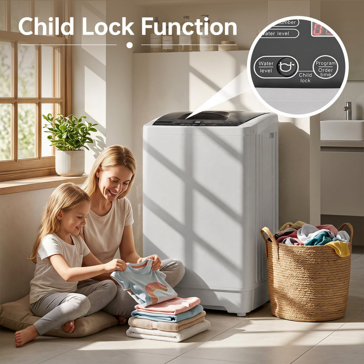 9.93 lbs Full Automatic Washing Machine with 8 Preset Programs-Gray-Washing Machines-DECOROLALA