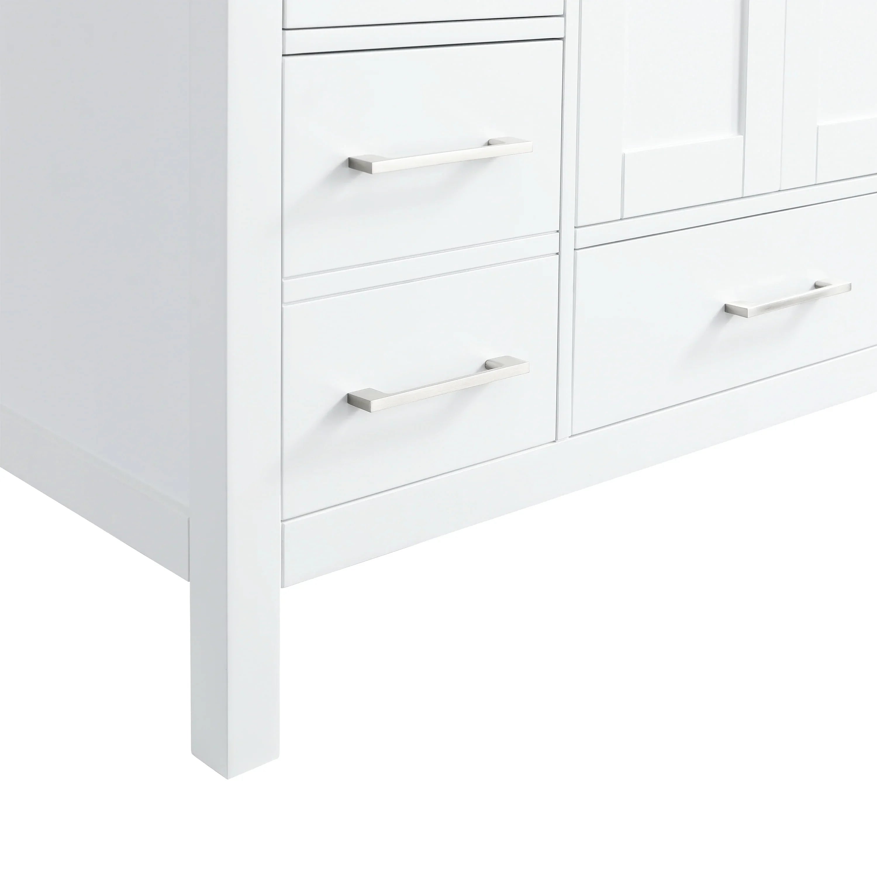 48" White Freestanding Bathroom Vanity with Snow White Quartz Countertop