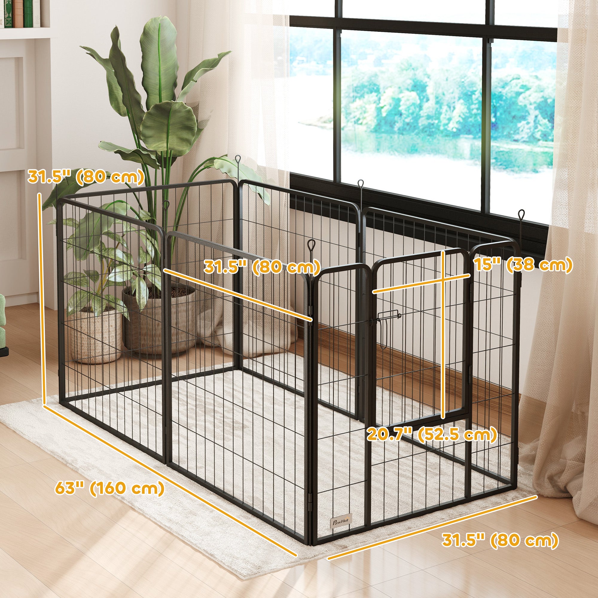 Heavy Duty Dog Playpen with Door for Medium Dogs, 6 Panels, 31.5"H