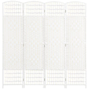 4 Panel Folding Room Divider, Portable Privacy Screen, Wave Fiber Room Partition for Home Office, White