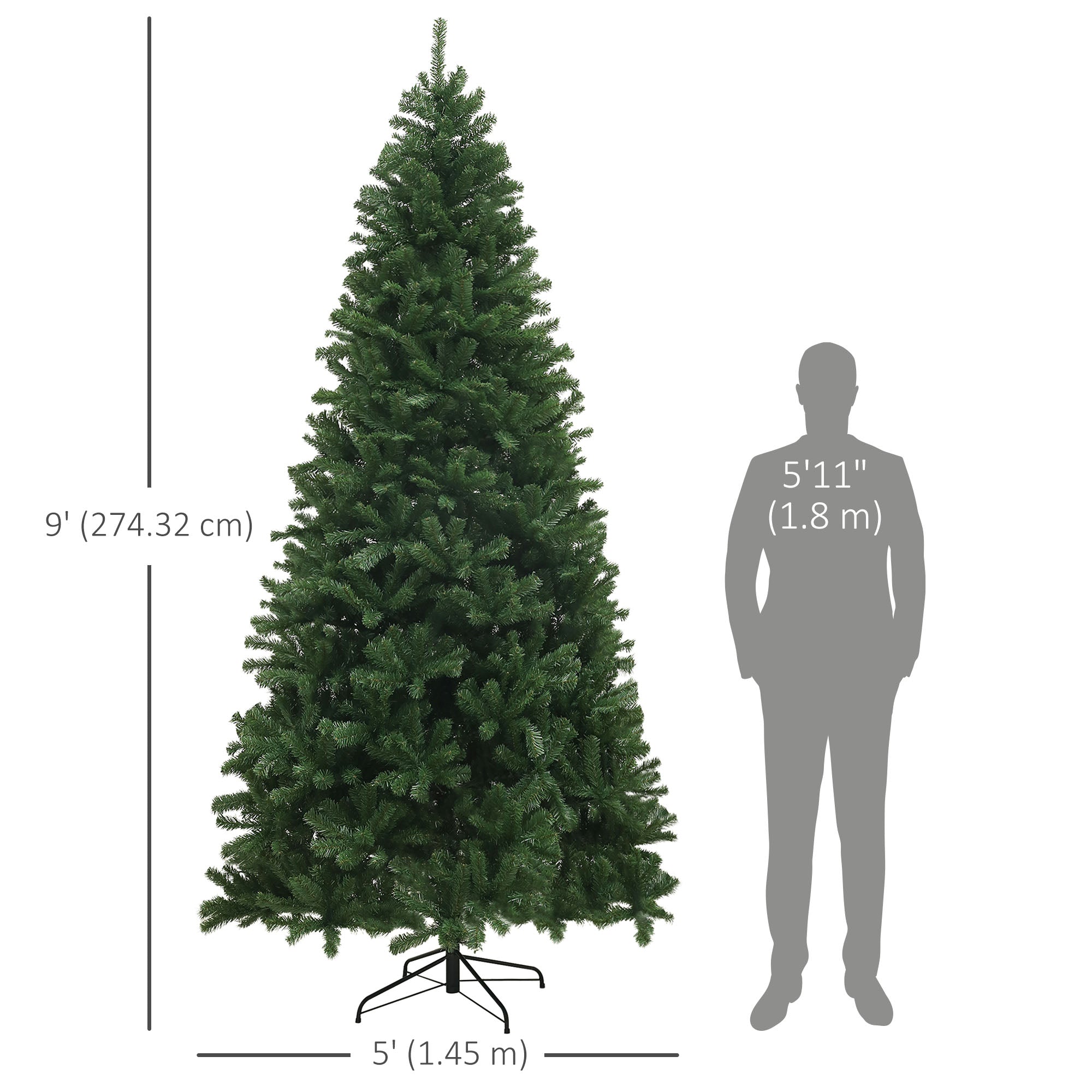 9ft Artificial Christmas Tree - 2132 Tips Green-Home Furnishings > Holiday & Seasonal > Christmas Trees > Artificial Christmas Trees-DECOROLALA