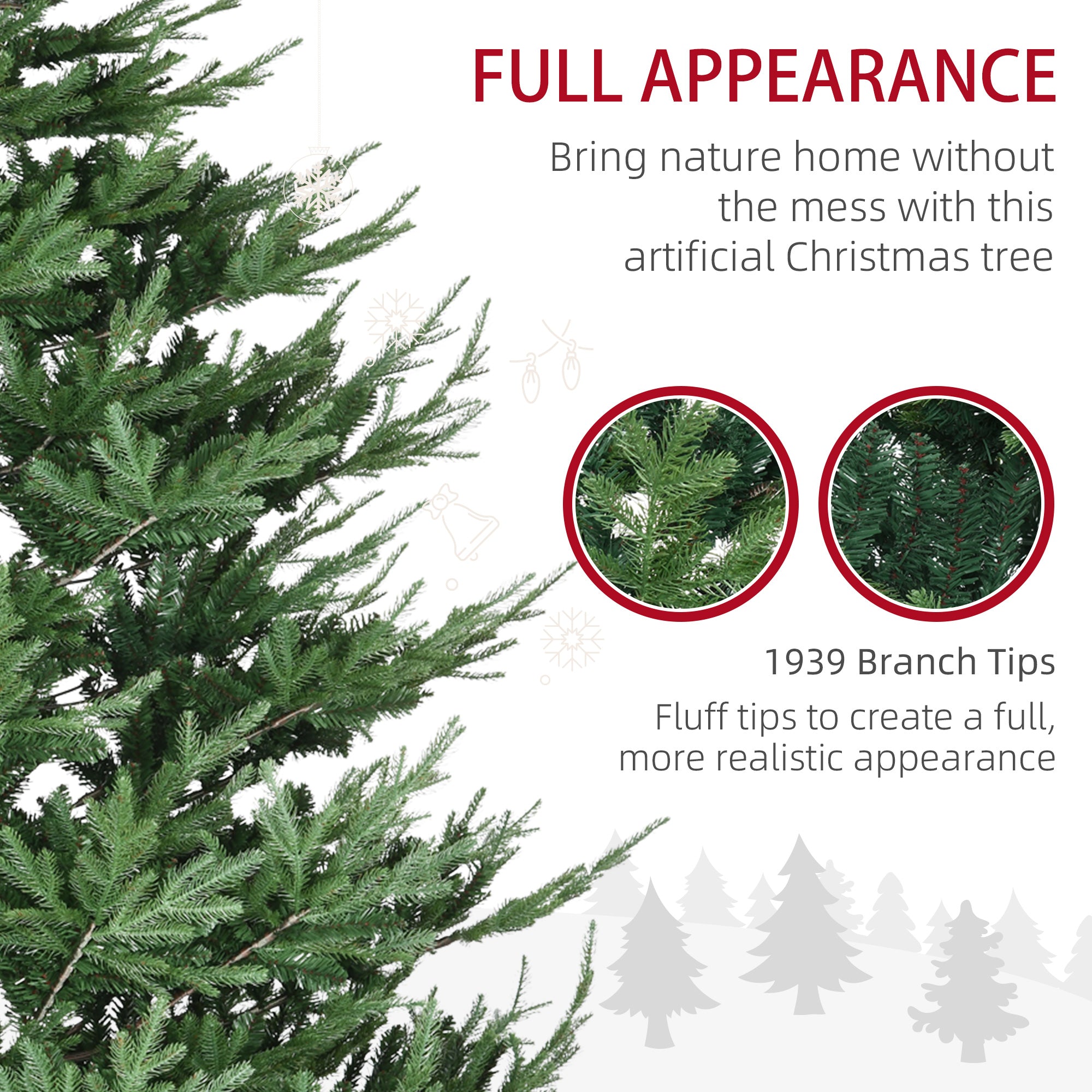 9ft Artificial Nordic Pine Christmas Tree - 1939 Tips-DECOROLALA