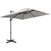 9ft Cantilever Patio Umbrella - Light Grey, Tilt Crank Handle, Cross Base, 360¡ Shade-DECOROLALA