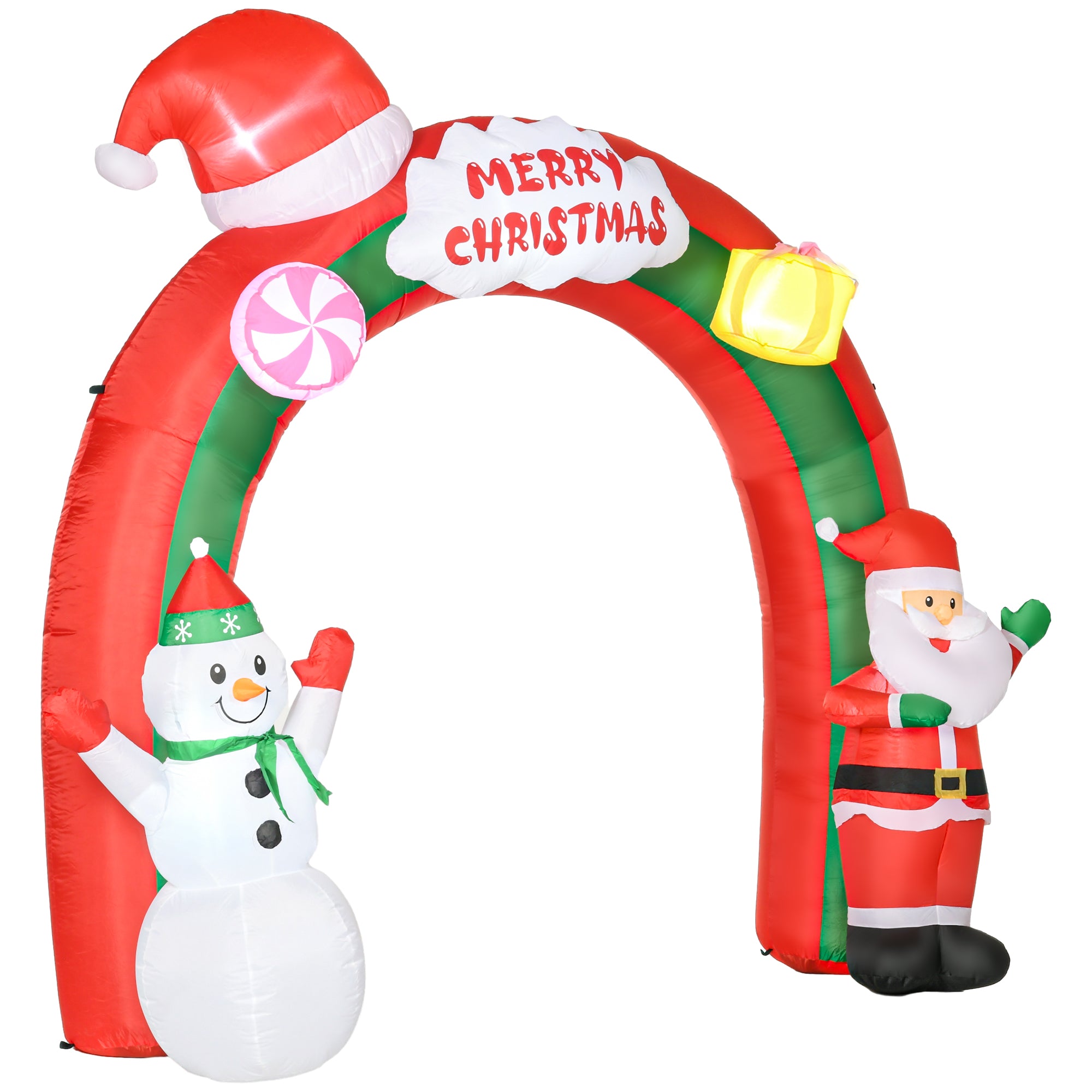 9ft Christmas Inflatable Archway with Santa Claus and Snowman for Outdoor, Blow Up Decoration with LED Lights-Home Furnishings > Holiday & Seasonal > Christmas Decorations > Christmas Inflatables-DECOROLALA