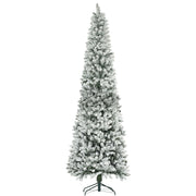 9ft Flocked Pencil Christmas Tree - 1277 Tips Green-Home Furnishings > Holiday & Seasonal > Christmas Trees > Pencil Christmas Trees-DECOROLALA