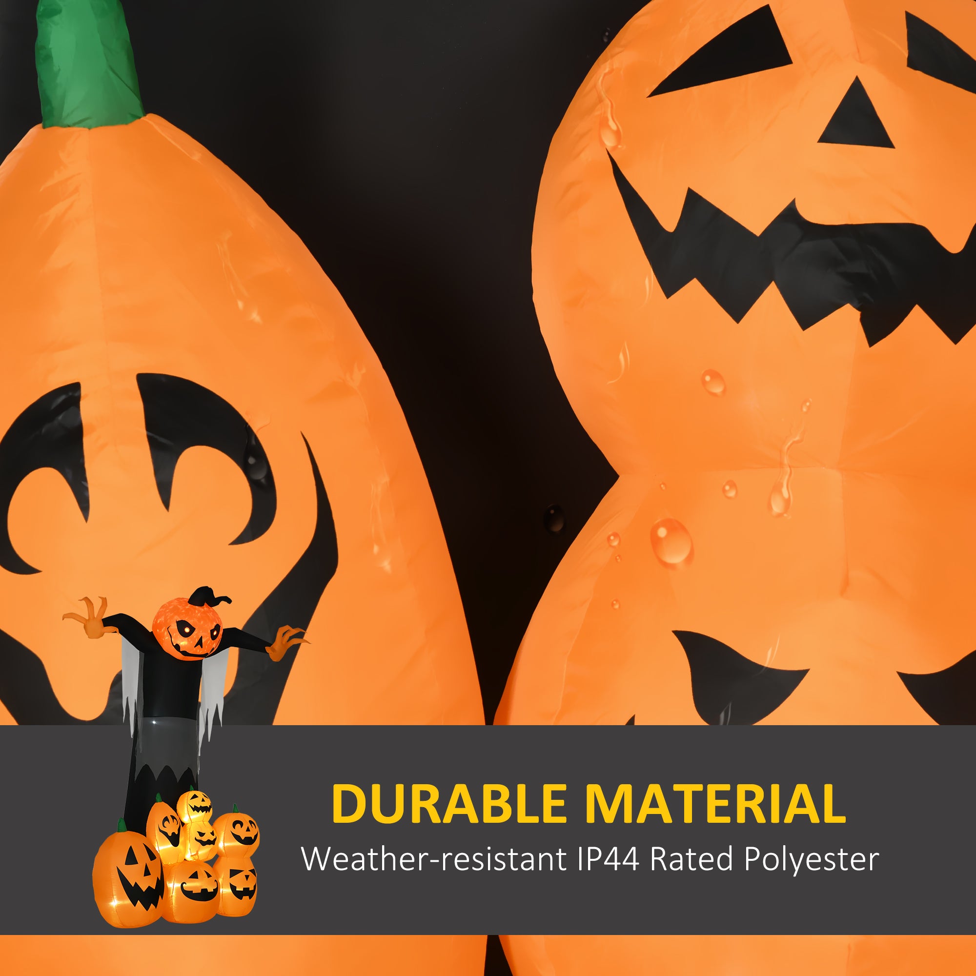 9ft Inflatable Halloween Decoration Pumpkin Ghost with Pumpkins, Blow-Up Outdoor LED Display for Lawn, Garden, Party-Home Furnishings > Holiday & Seasonal > Halloween Decorations-DECOROLALA