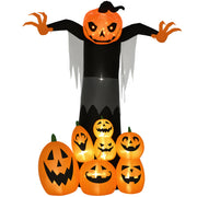 9ft Inflatable Halloween Decoration Pumpkin Ghost with Pumpkins, Blow-Up Outdoor LED Display for Lawn, Garden, Party-Home Furnishings > Holiday & Seasonal > Halloween Decorations-DECOROLALA
