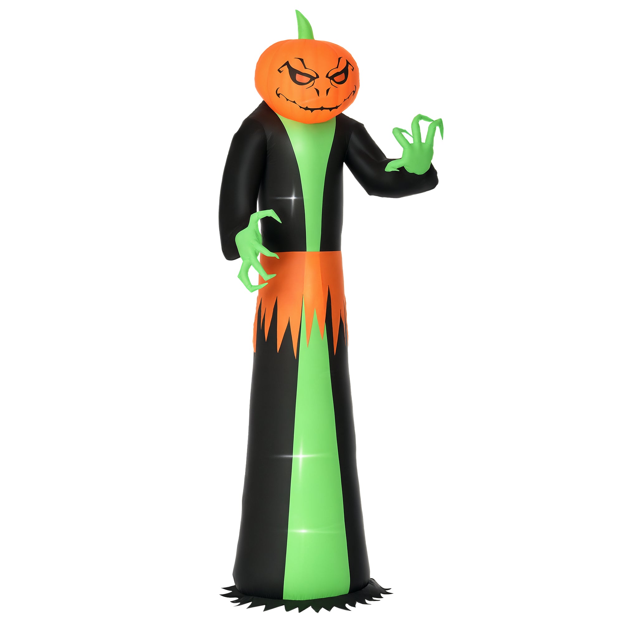 9ft Inflatable Halloween Decoration Pumpkin Head Ghost, Blow-Up Outdoor LED Display for Lawn, Garden, Party-Home Furnishings > Holiday & Seasonal > Halloween Decorations-DECOROLALA