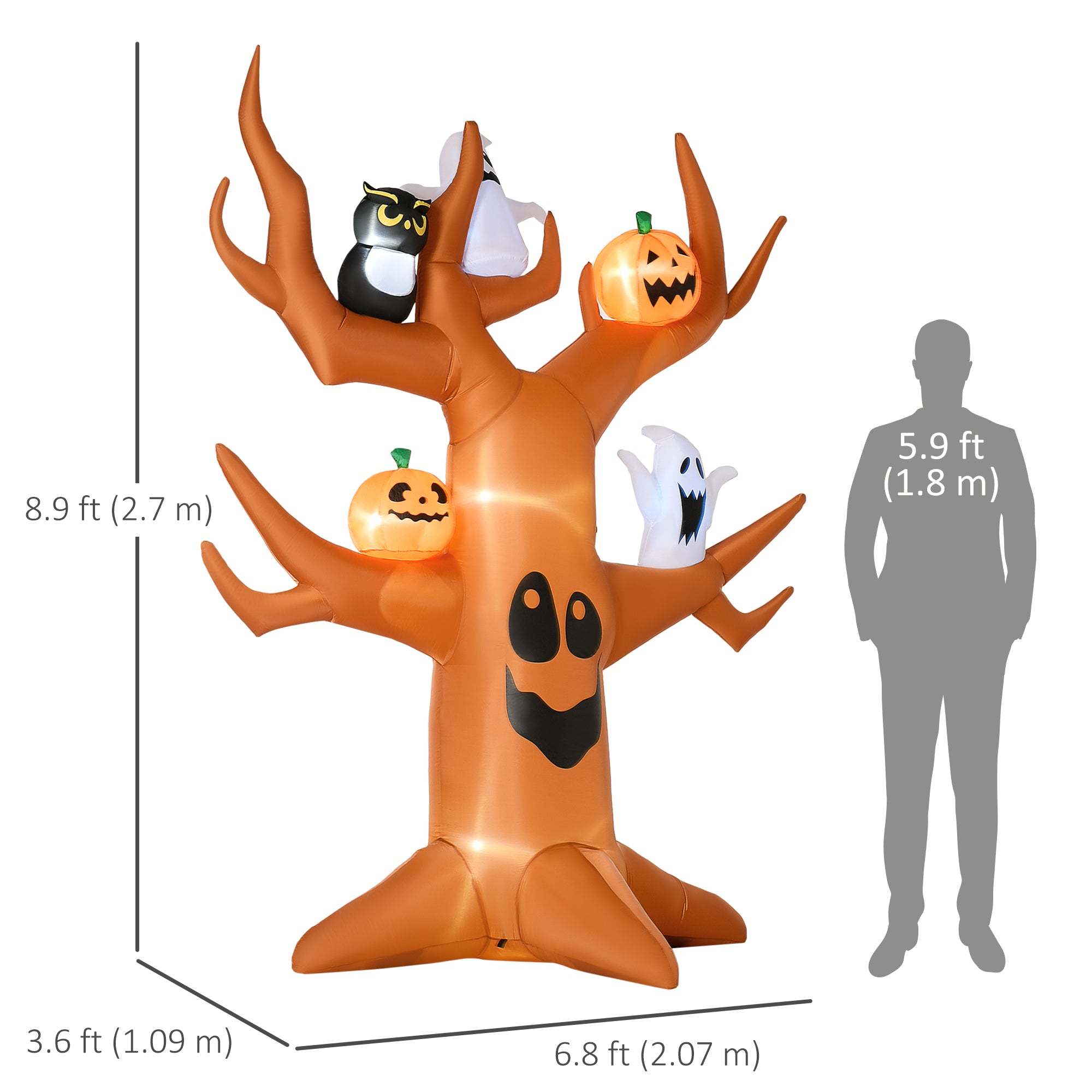 9ft Inflatable Halloween Haunted Tree with LED Lights-Home Furnishings > Holiday & Seasonal > Halloween Decorations-DECOROLALA