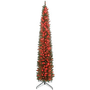 9ft Pencil Christmas Tree with Synchronized LEDs - Green-Home Furnishings > Holiday & Seasonal > Christmas Trees > Pencil Christmas Trees-DECOROLALA
