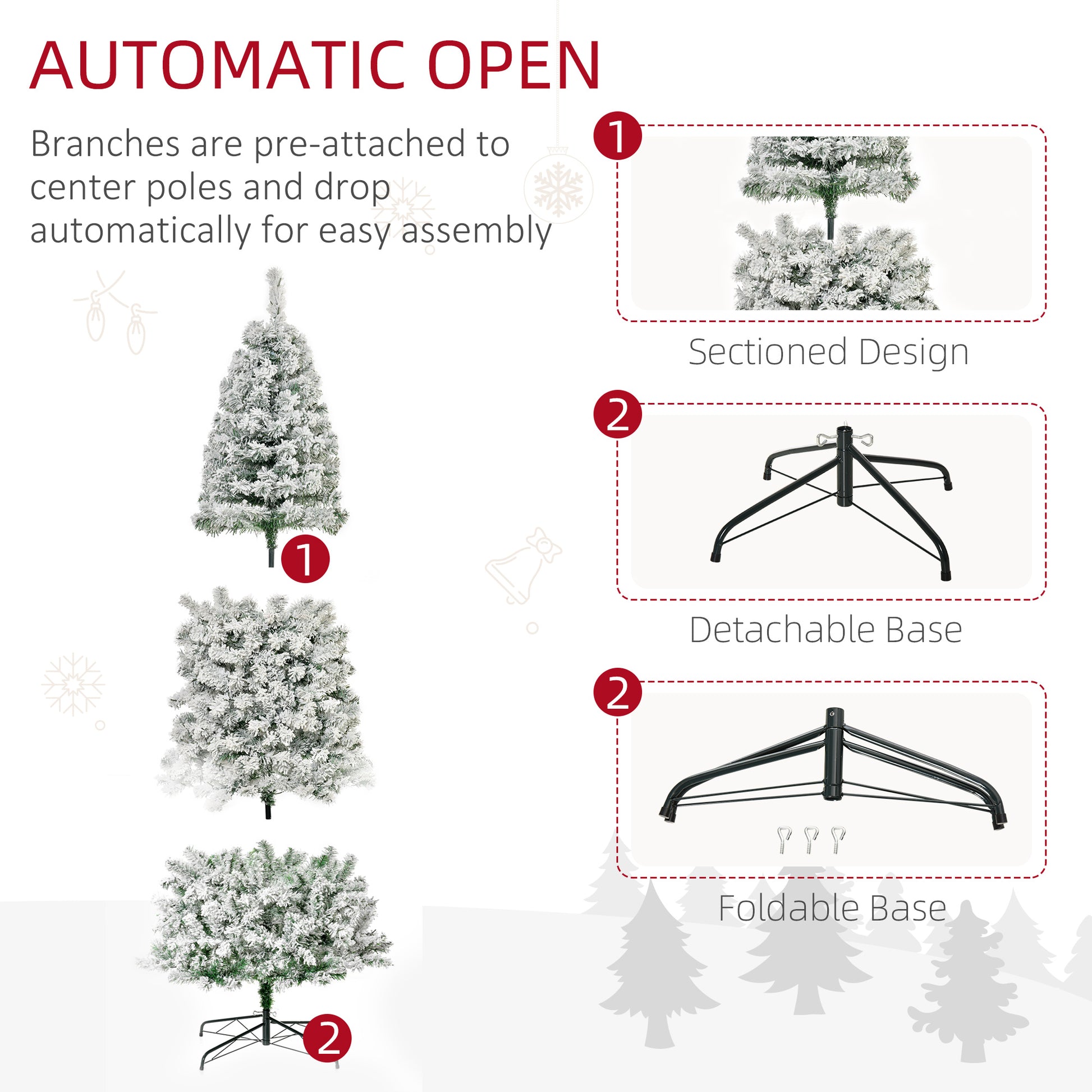 9ft Prelit Snow Flocked Pencil Christmas Tree - 550 LED Lights-DECOROLALA