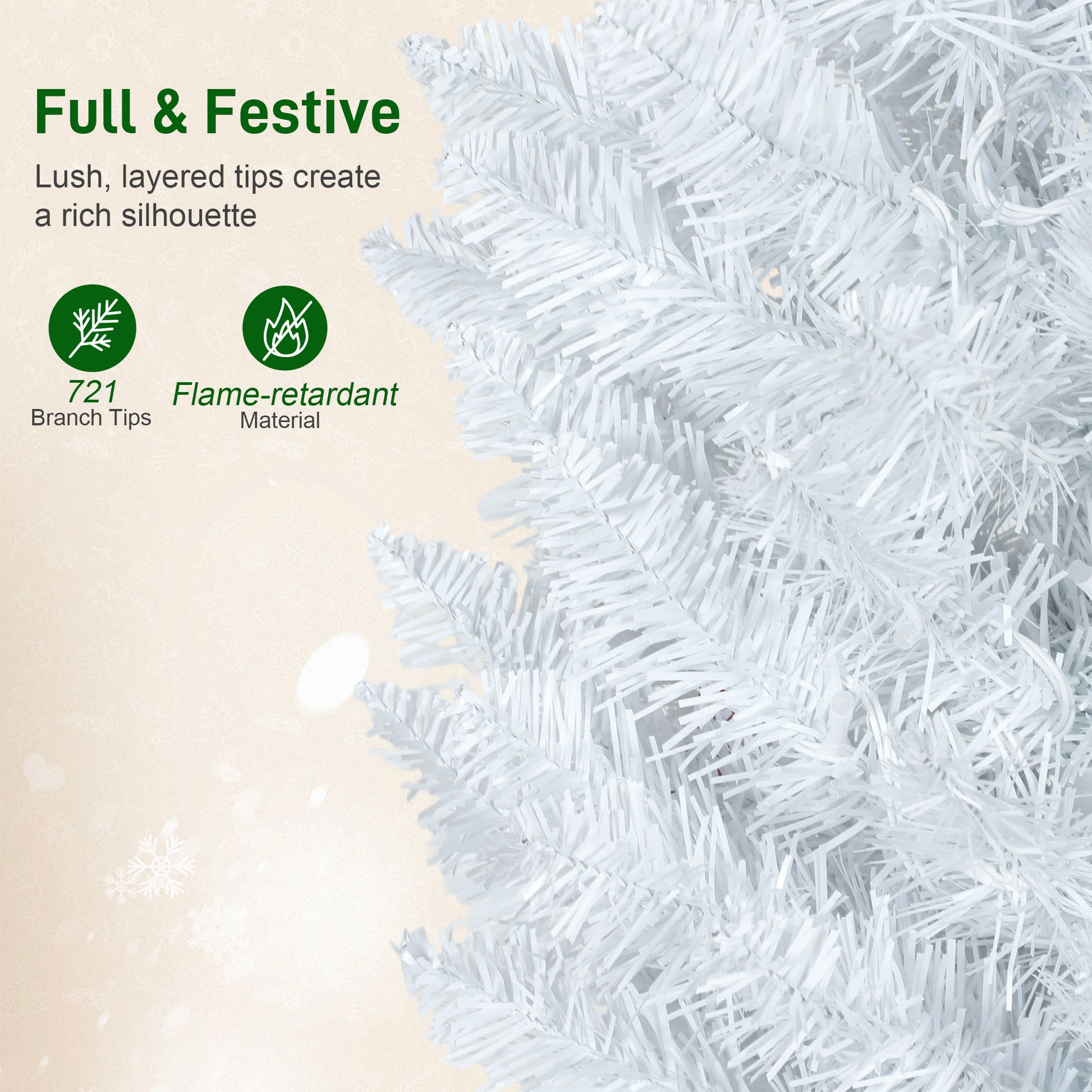 9ft White Pencil Christmas Tree with Synchronized LEDs-Home Furnishings > Holiday & Seasonal > Christmas Trees > Pencil Christmas Trees-DECOROLALA