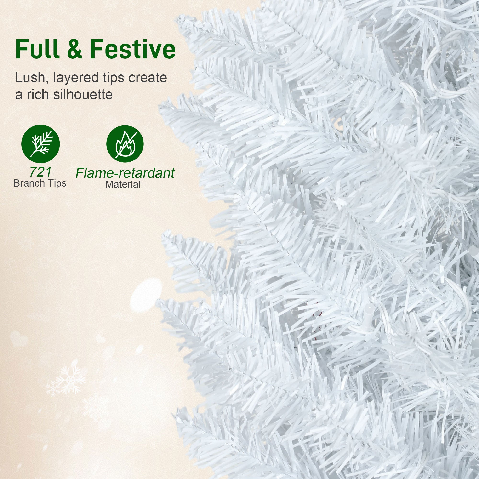 9ft White Pencil Christmas Tree with Synchronized LEDs-Home Furnishings > Holiday & Seasonal > Christmas Trees > Pencil Christmas Trees-DECOROLALA