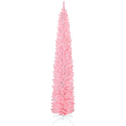 9ft White Pencil Christmas Tree with Synchronized LEDs-Home Furnishings > Holiday & Seasonal > Christmas Trees > Pencil Christmas Trees-DECOROLALA