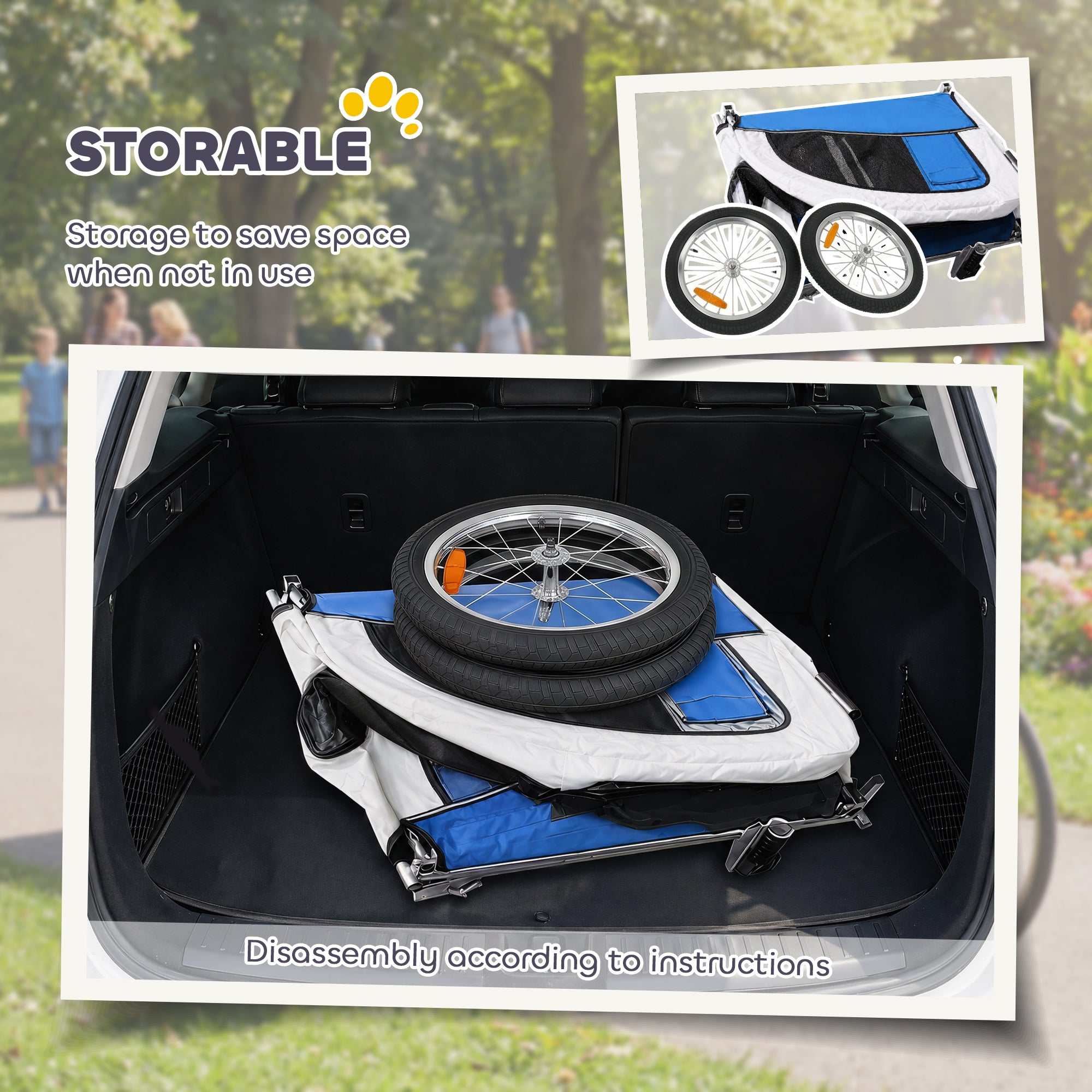 Remorque vélo pour chien Aosom 2-en-1, poussette pliable pour animal, remorque de vélo pour chien avec suspension, attache universelle pour vélo, gris clair