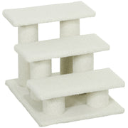 Escalier pour animaux à 3 marches de 18", poteau à griffer et meuble pour chien et chat, beige