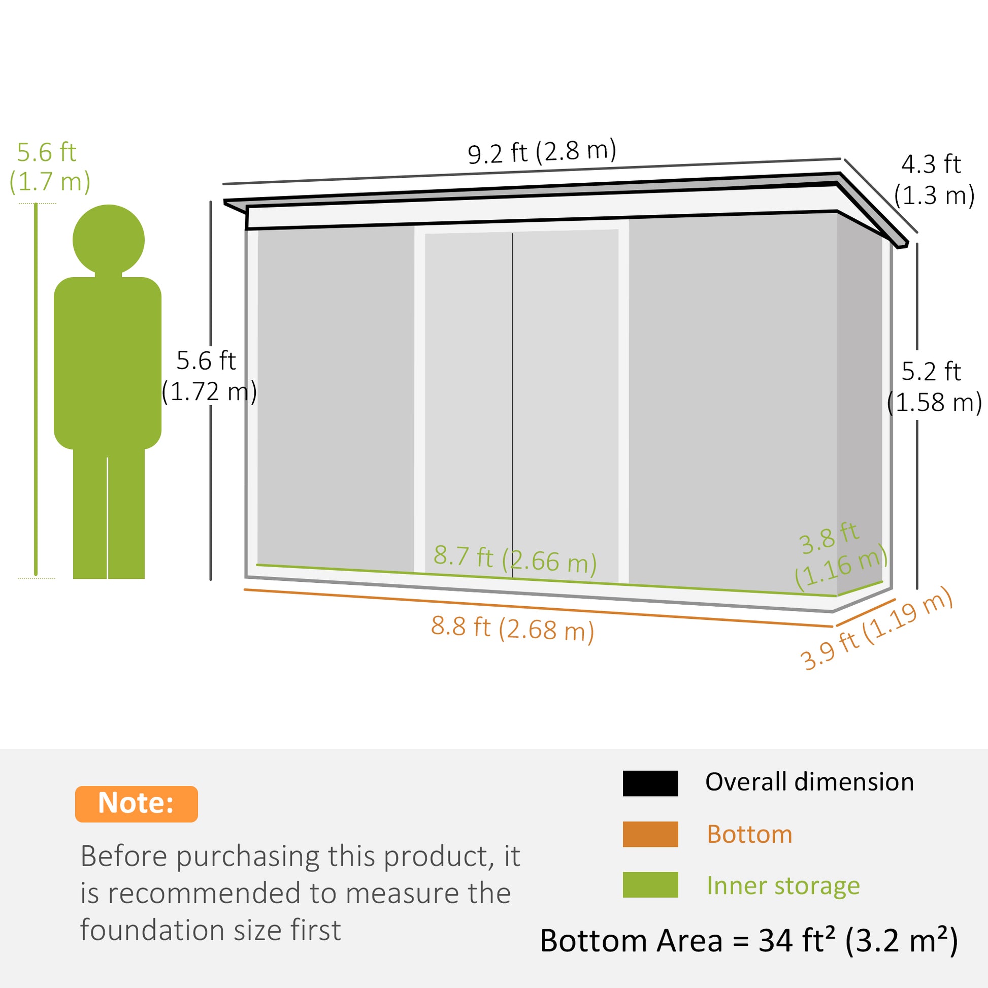 9x4 Outdoor Storage Shed - Galvanized Steel Dark Grey-Patio & Garden > Lawn & Garden > Sheds-DECOROLALA
