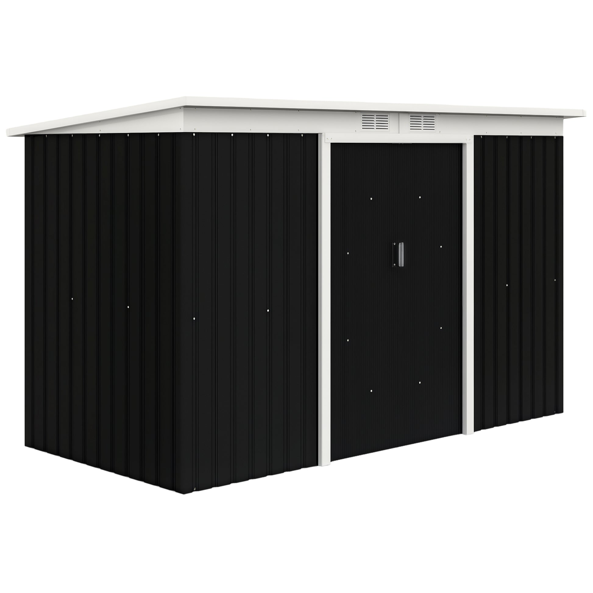 9x4 Outdoor Storage Shed - Galvanized Steel Dark Grey-Patio & Garden > Lawn & Garden > Sheds-DECOROLALA