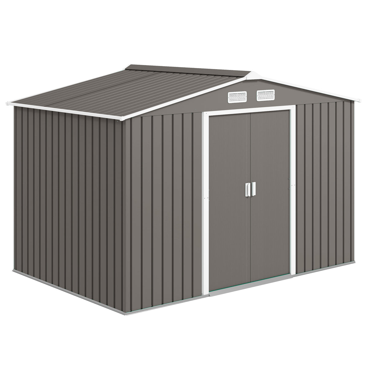9'x6' Galvanized Steel Garden Storage Shed with Foundation - Grey-Patio & Garden > Lawn & Garden > Sheds-DECOROLALA