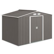 9'x6' Galvanized Steel Garden Storage Shed with Foundation - Grey-Patio & Garden > Lawn & Garden > Sheds-DECOROLALA