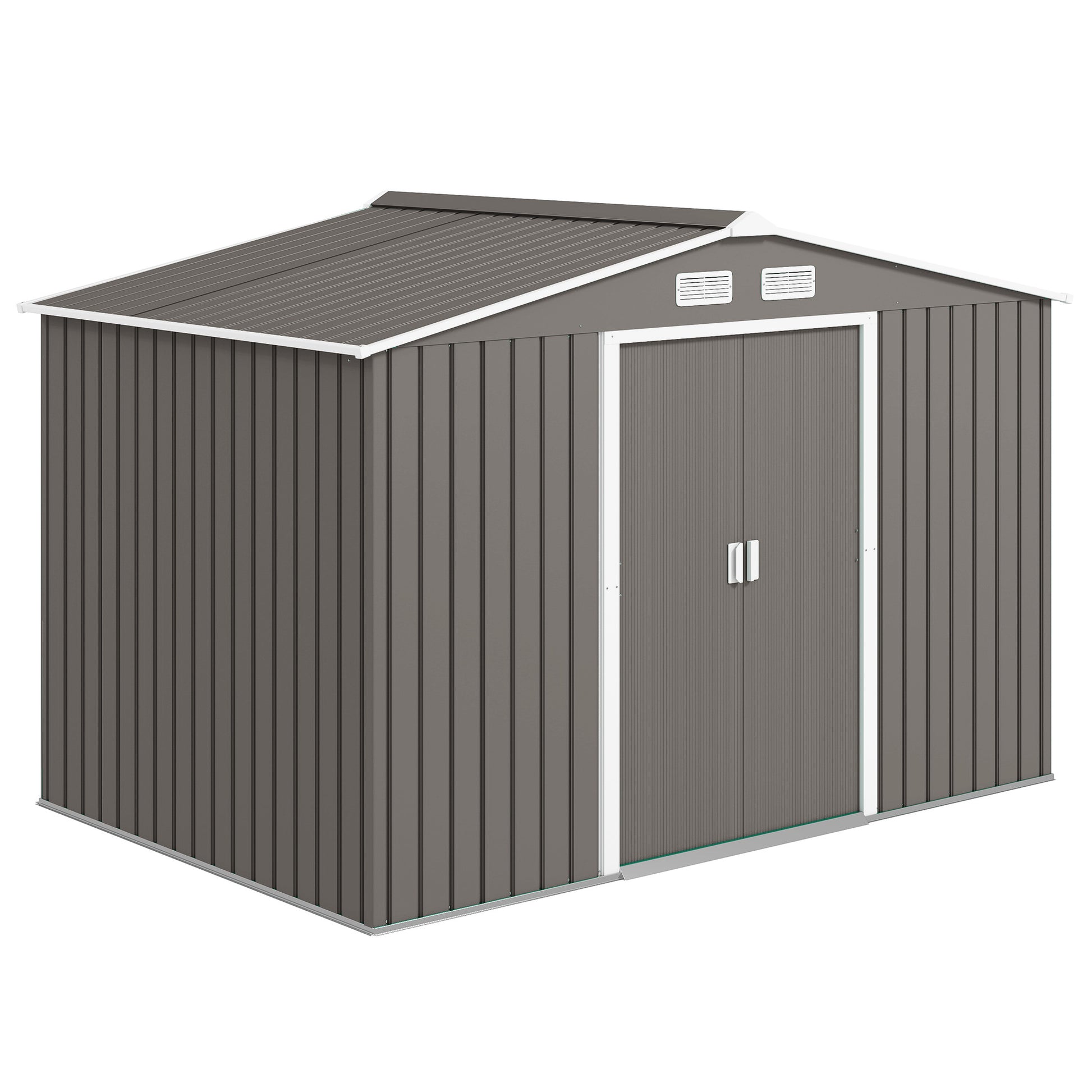 9'x6' Galvanized Steel Garden Storage Shed with Foundation - Grey-Patio & Garden > Lawn & Garden > Sheds-DECOROLALA