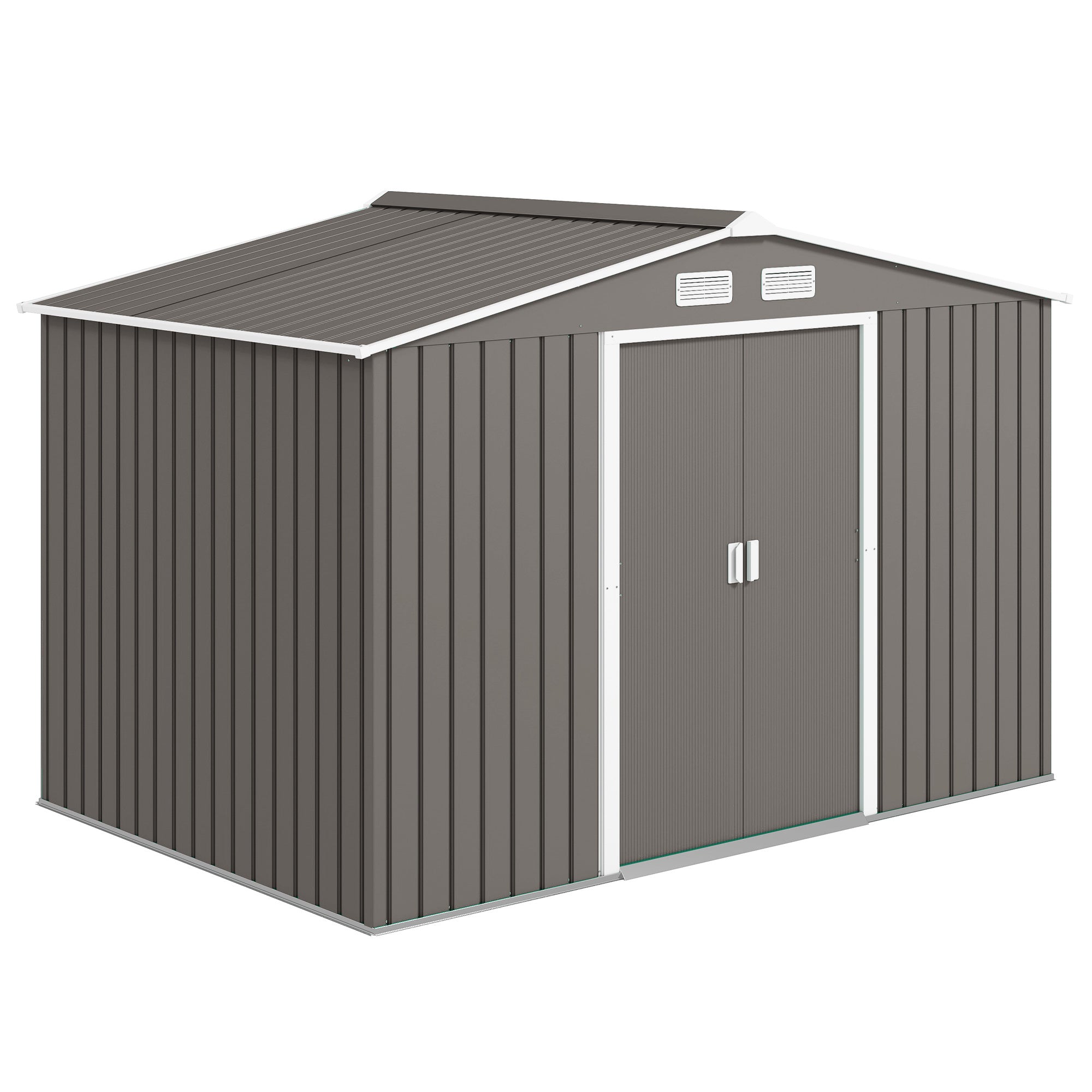 9'x6' Galvanized Steel Garden Storage Shed with Foundation - Grey-Patio & Garden > Lawn & Garden > Sheds-DECOROLALA