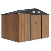 9'x6' Metal Garden Storage Shed with Foundation - Teak-Patio & Garden > Lawn & Garden > Sheds-DECOROLALA