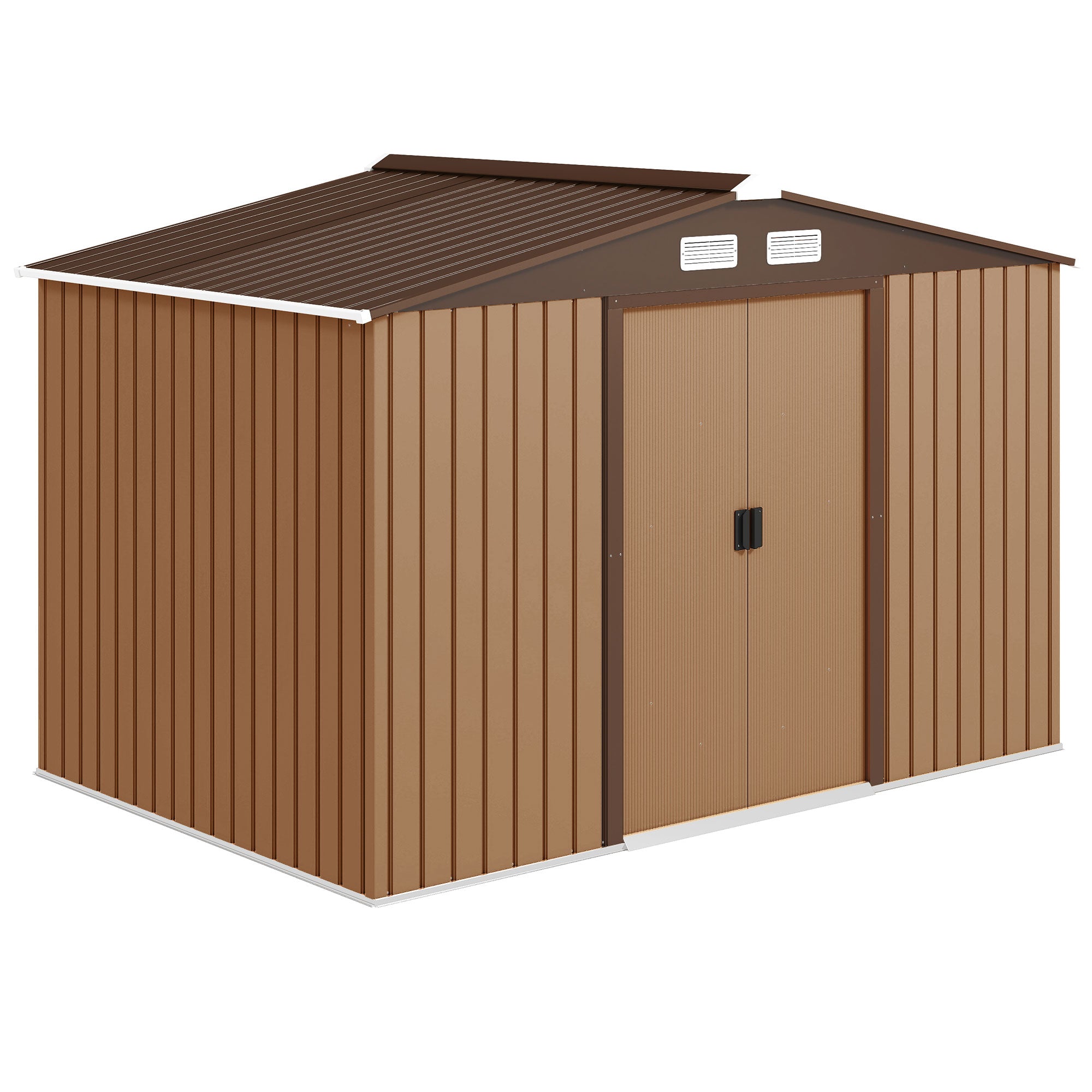 9x6 ft Metal Garden Storage Shed with Foundation - Grey-Patio & Garden > Lawn & Garden > Sheds-DECOROLALA