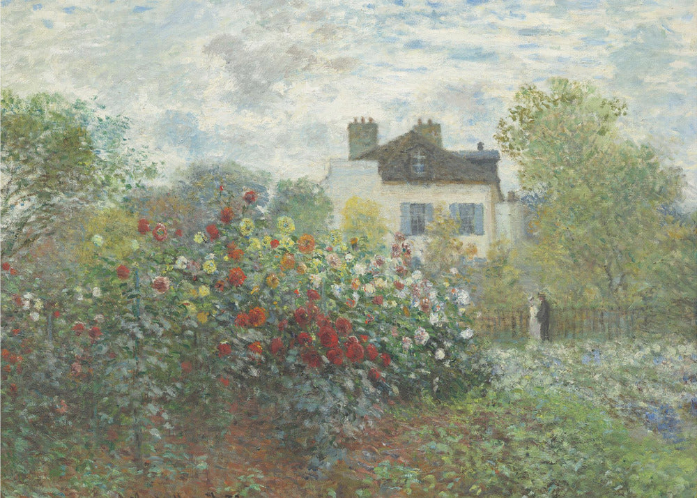 A Corner of the Garden with Dahlias (1873)-canvas-DECOROLALA