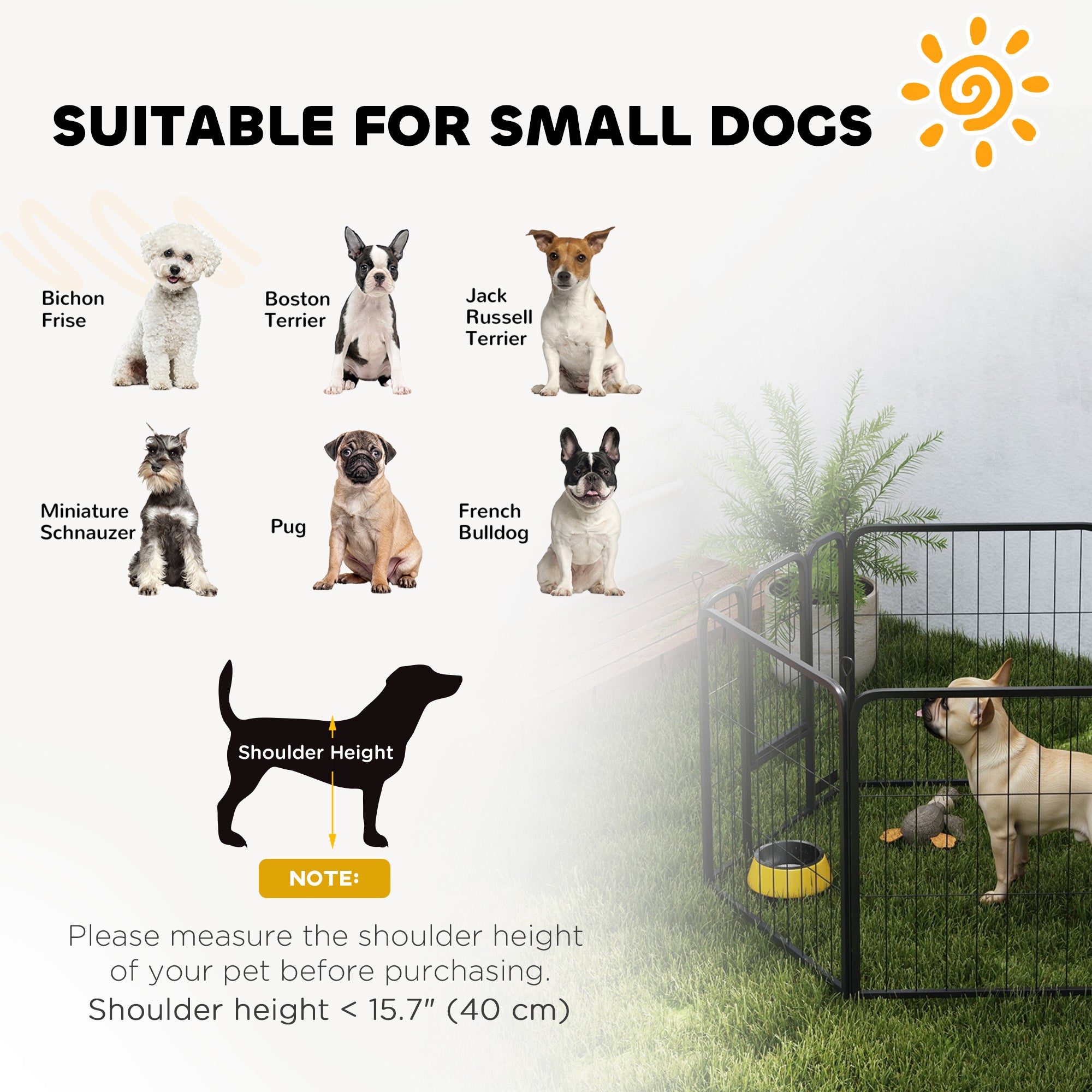6 Panels Heavy Duty Dog Playpen Outdoor Indoor with Door & Strap, 24" Height Portable & Foldable Pet Playpen