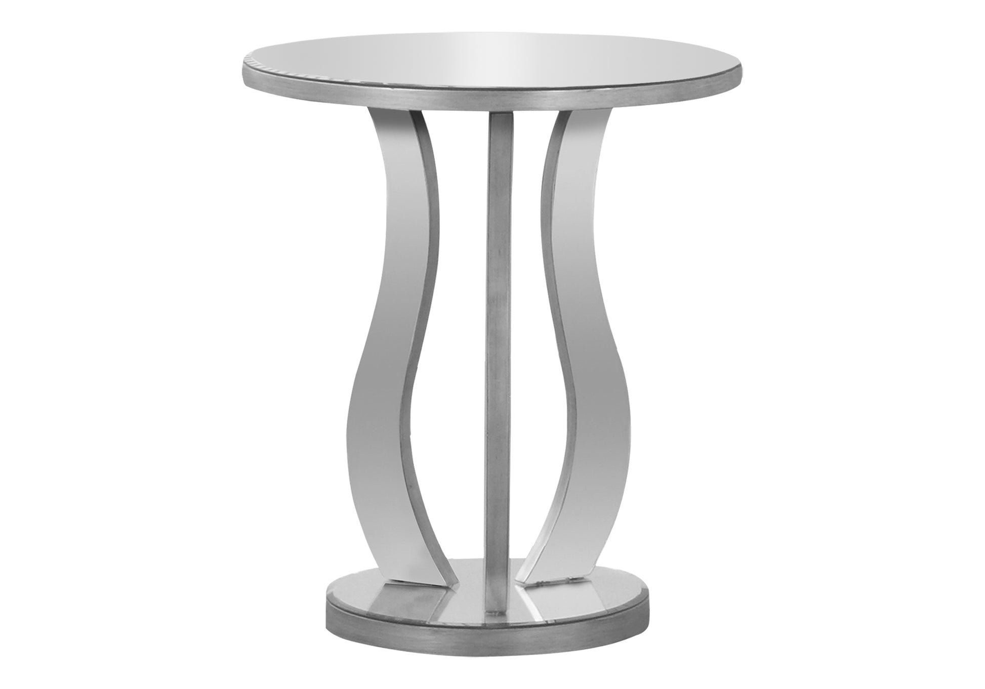 ACCENT TABLE - 20"DIA / BRUSHED SILVER / MIRROR-Accent Table-DECOROLALA