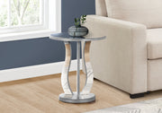 ACCENT TABLE - 20"DIA / BRUSHED SILVER / MIRROR-Accent Table-DECOROLALA