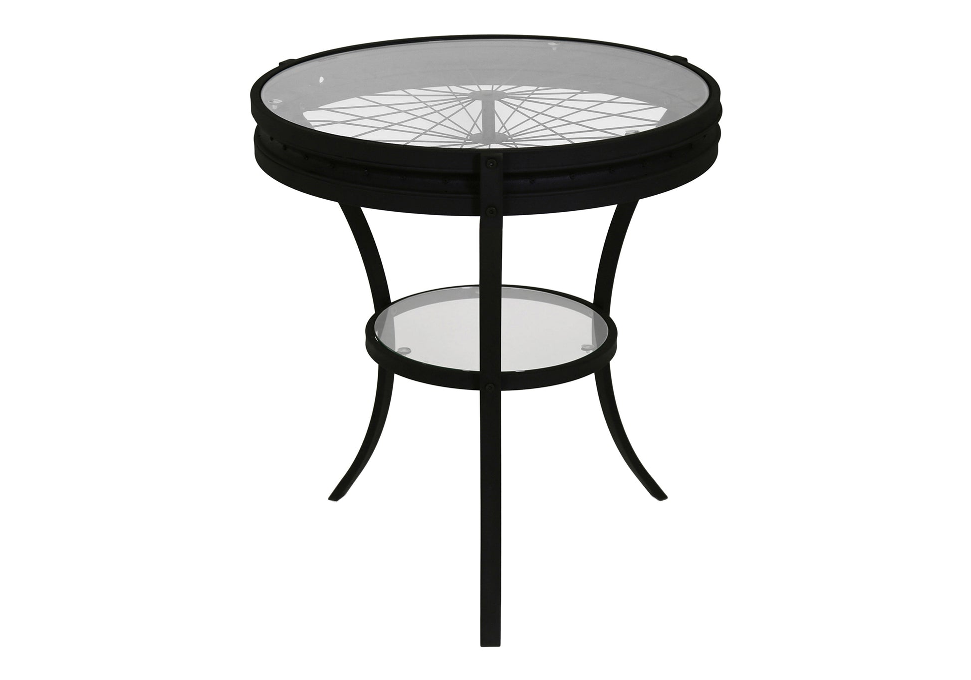 ACCENT TABLE - 22"DIA / BLACK WITH TEMPERED GLASS-Accent Table-DECOROLALA