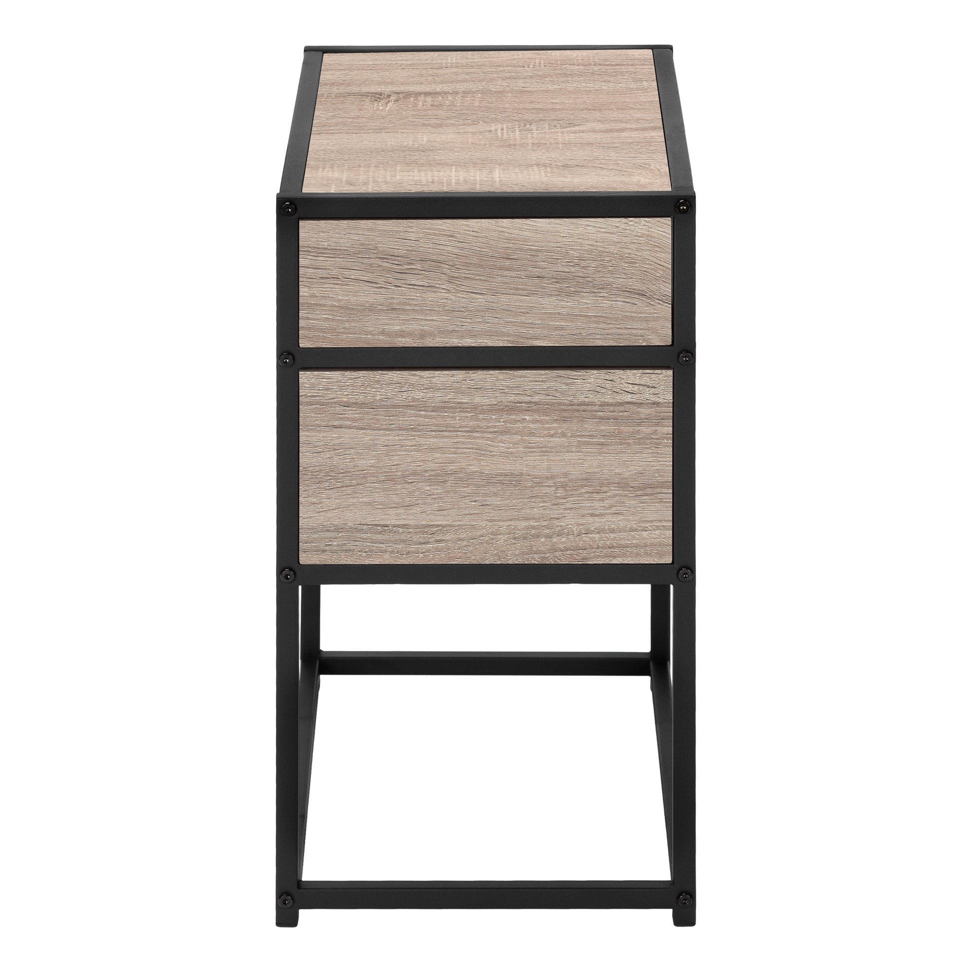 ACCENT TABLE - 22"H / DARK TAUPE / BLACK METAL-Accent Table-DECOROLALA