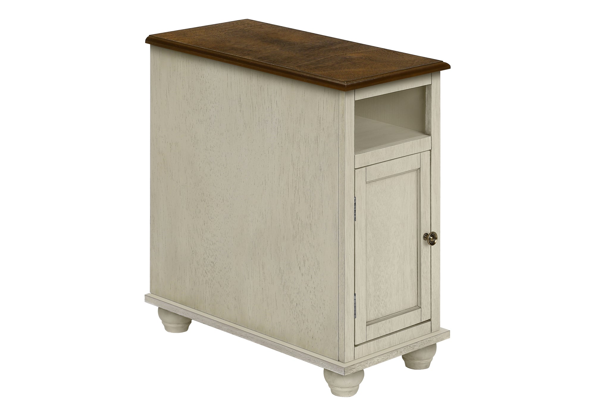 ACCENT TABLE - 24"H / ANTIQUE WHITE / ESPRESSO VENEER-Accent Table-DECOROLALA