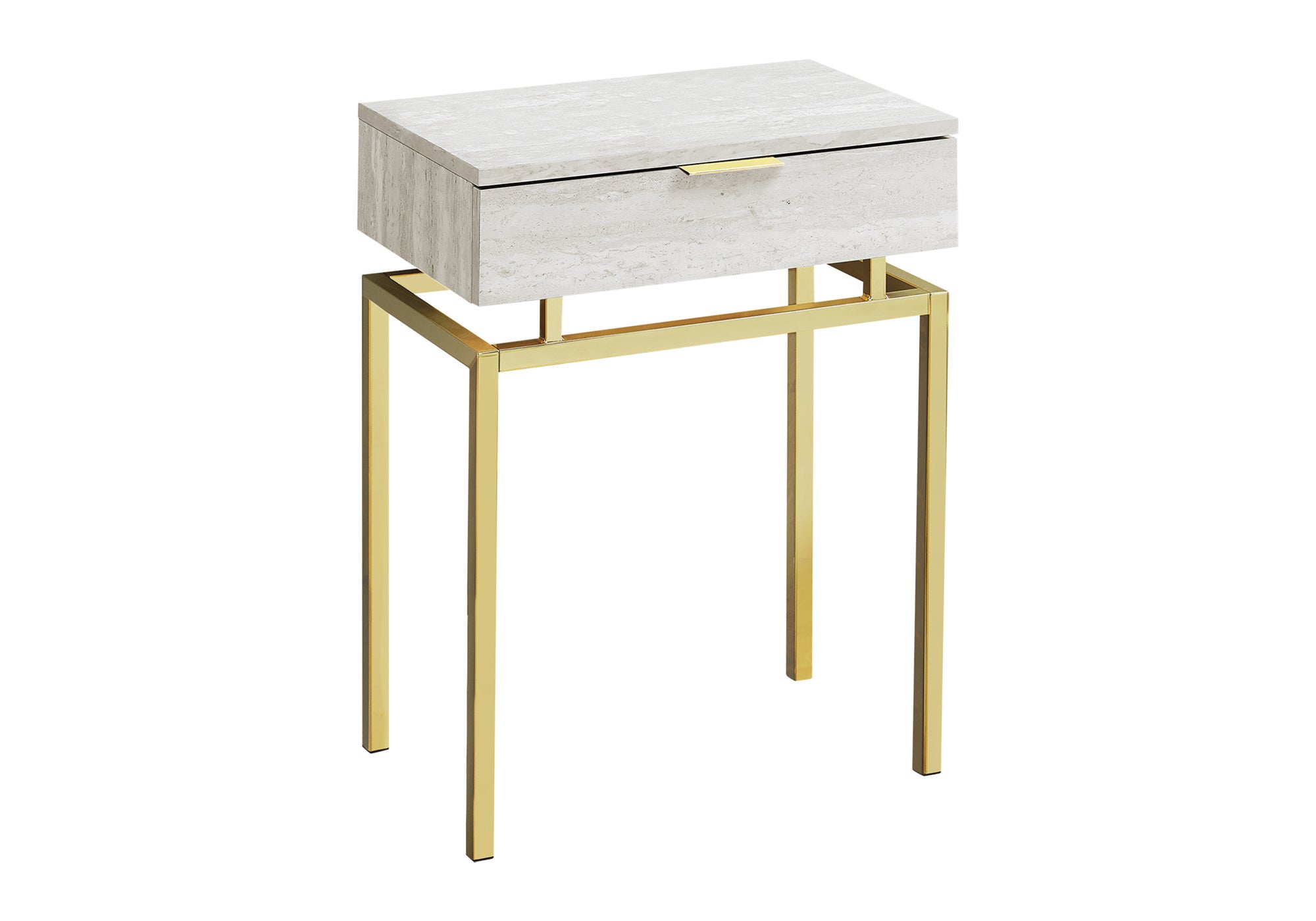 ACCENT TABLE - 24"H / BEIGE MARBLE / GOLD METAL-Accent Table-DECOROLALA