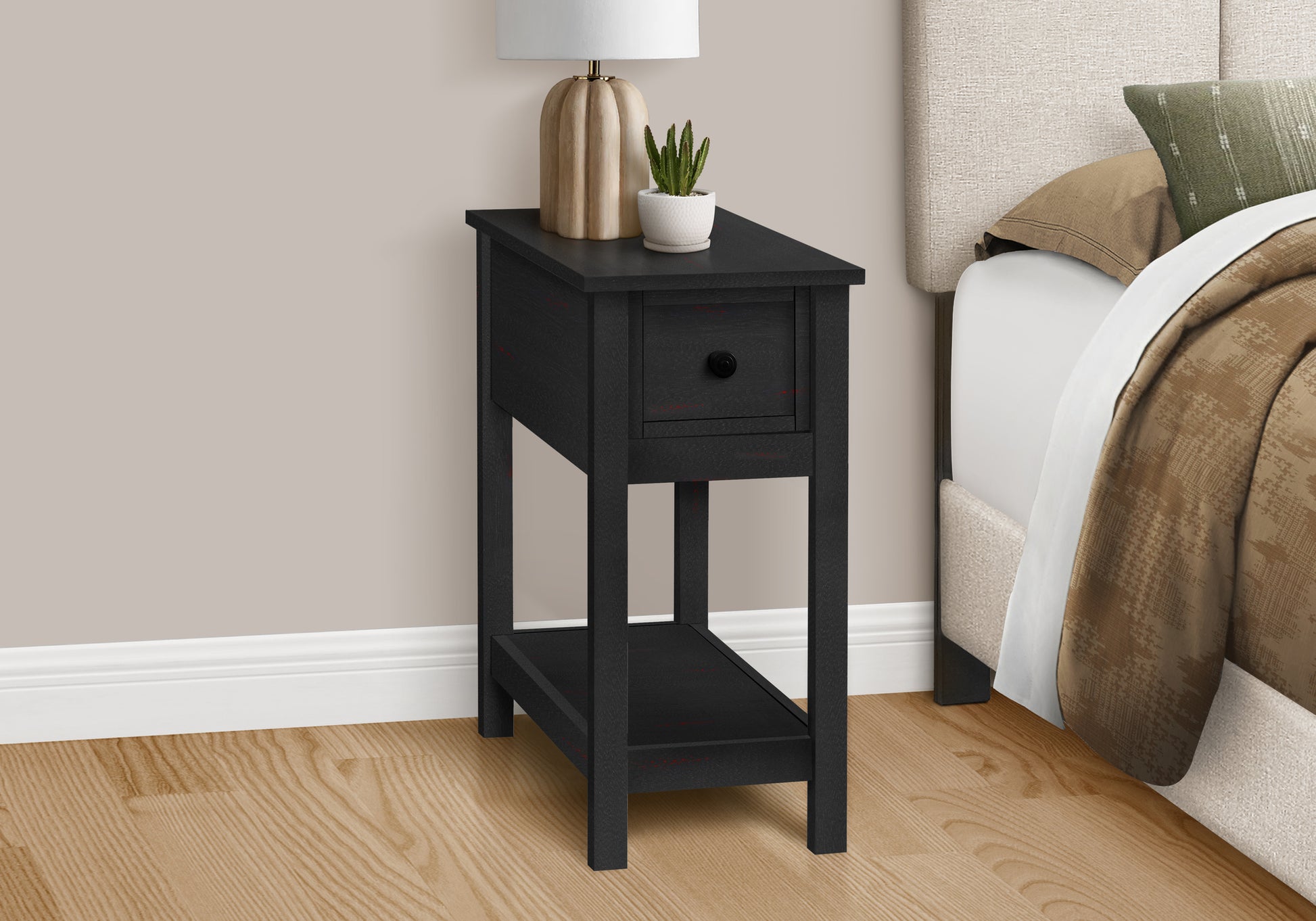 ACCENT TABLE - 24"H / BLACK VENEER END TABLE-Accent Table-DECOROLALA