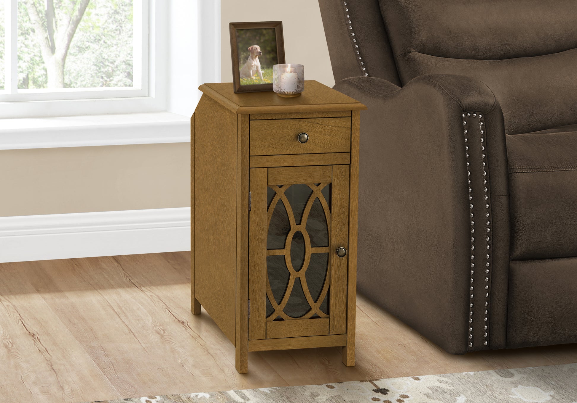 ACCENT TABLE - 24"H / DARK TAUPE VENEER END TABLE-Accent Table-DECOROLALA