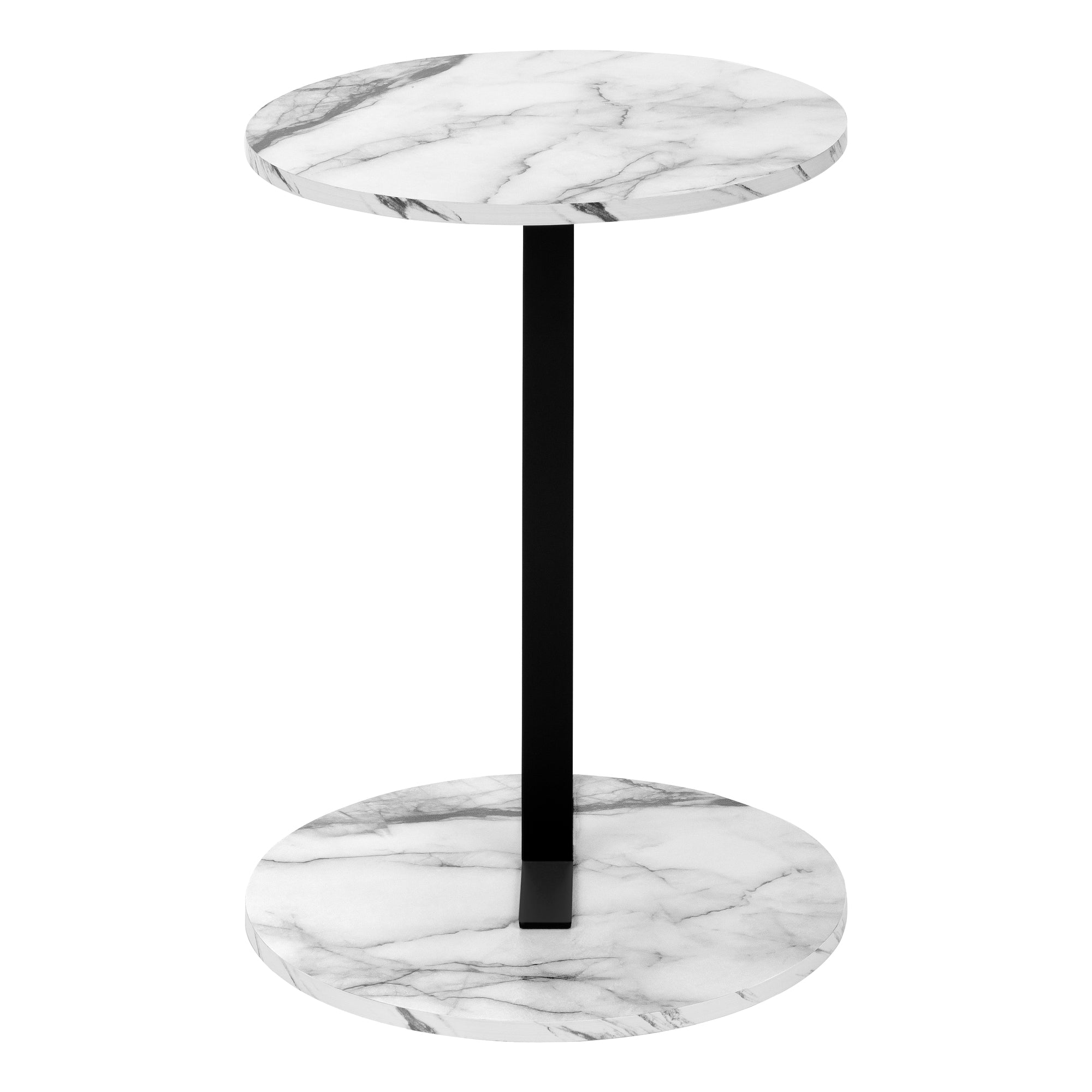 ACCENT TABLE - 24"H / WHITE MARBLE-LOOK / BLACK METAL-Accent Table-DECOROLALA